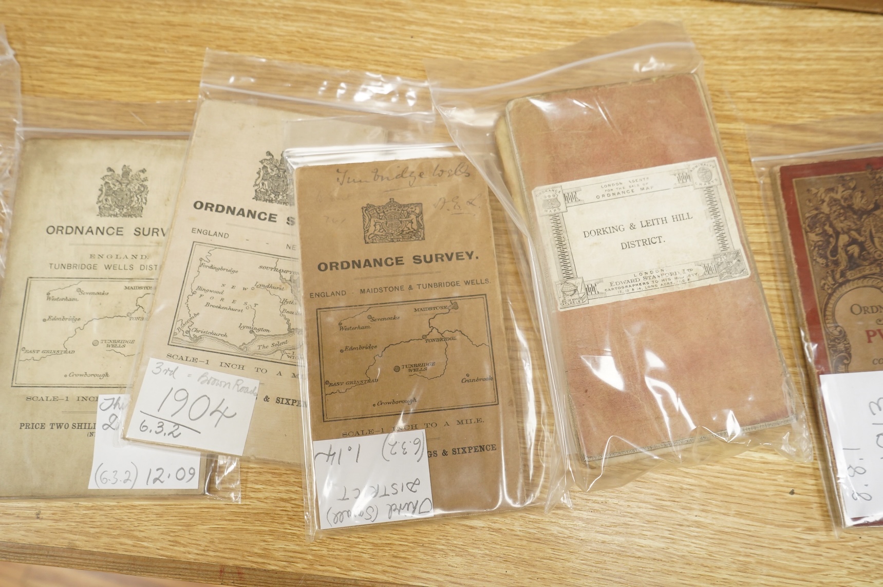 A collection of twenty-seven late 19th and early 20th century Ordnance Survey maps, including the Revised New Series and Third Edition, areas covered include Horsham, Lewes, Brightling, Canterbury, Maidstone & Tunbridge